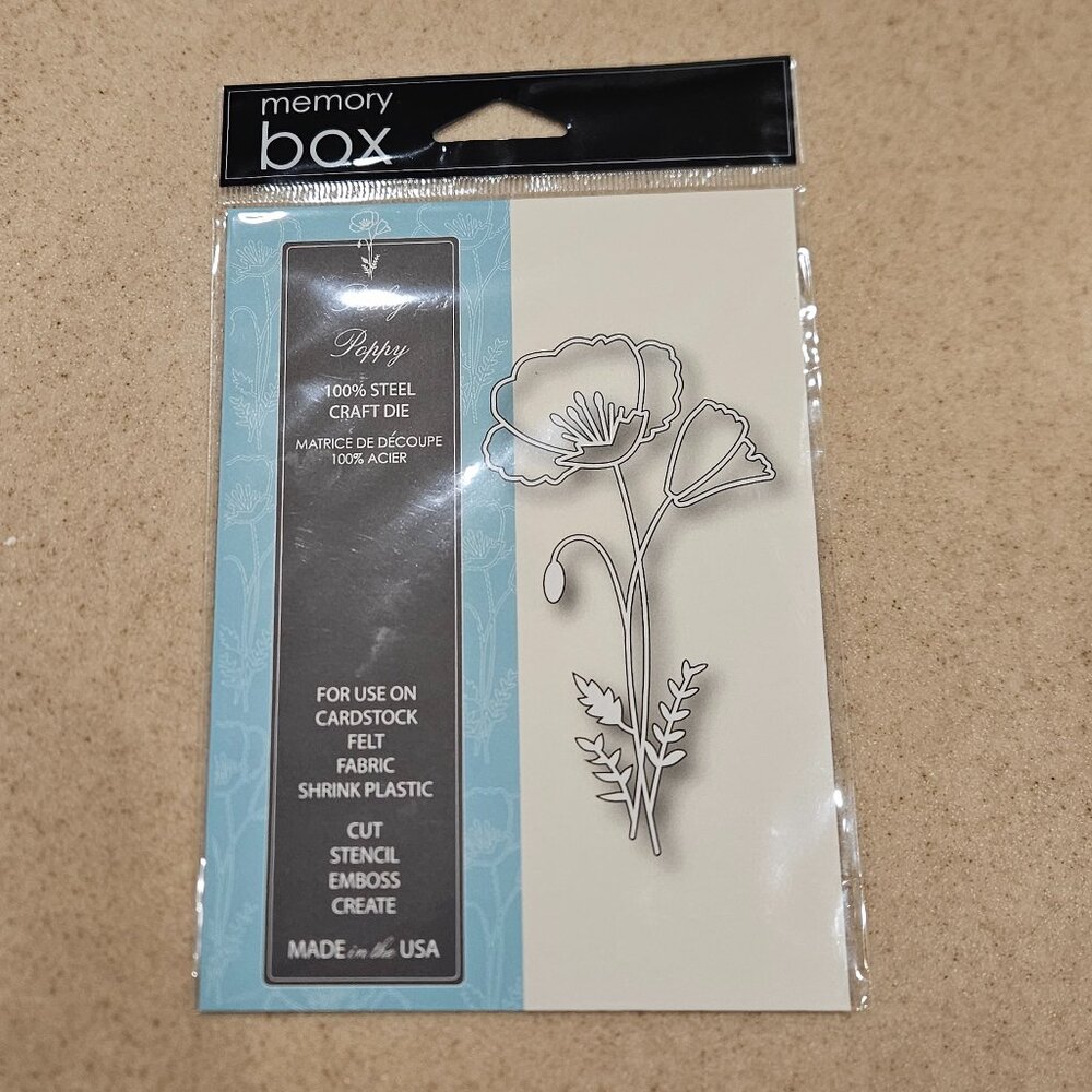 RARE MEMORY BOX PERKY POPPY FLOWER 98762 STEEL METAL DIE CUT STENCIL EMBOSS